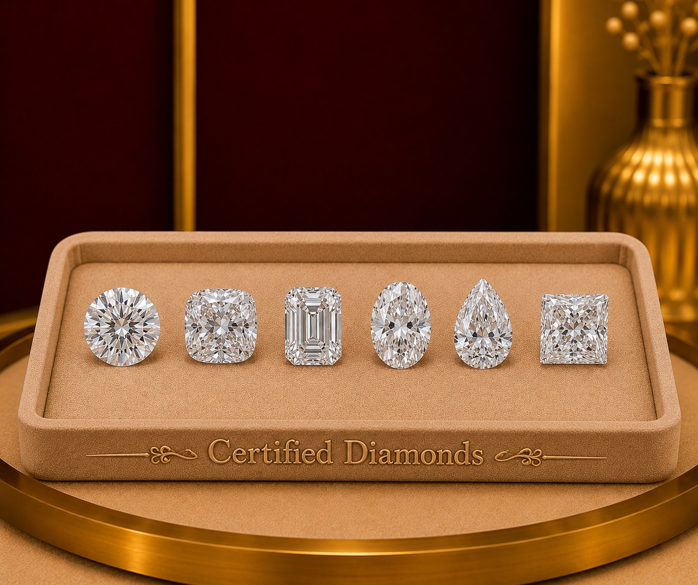 Certified diamonds in a range of cuts