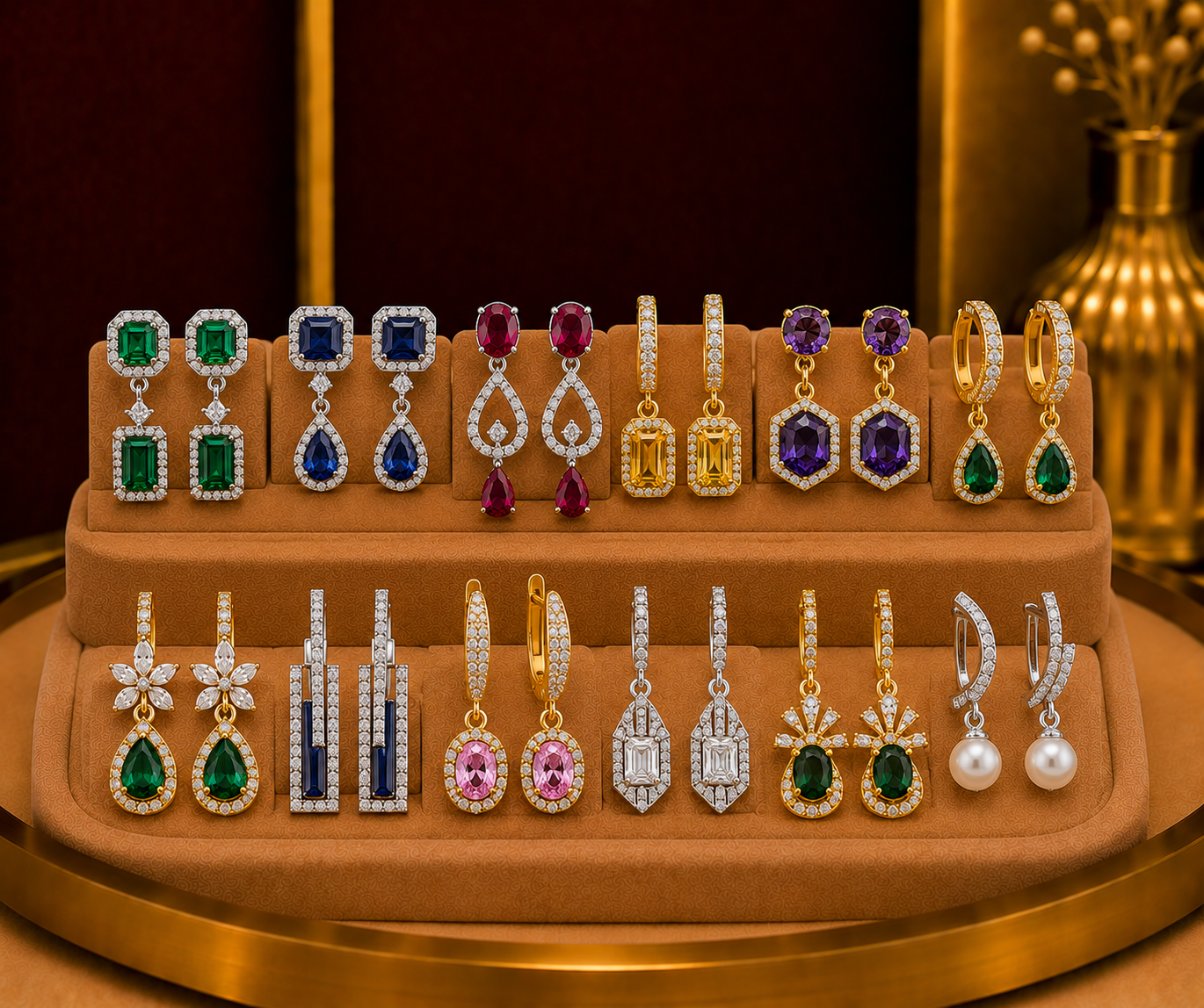 Gemstone drop earrings