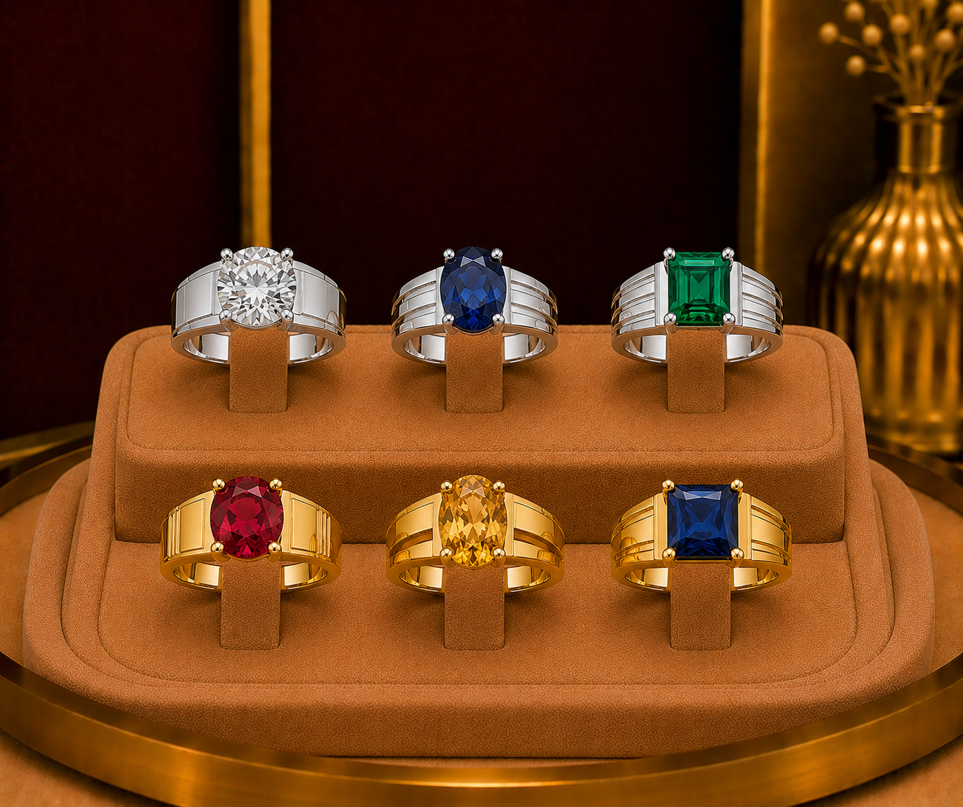 Gemstone statement rings for him