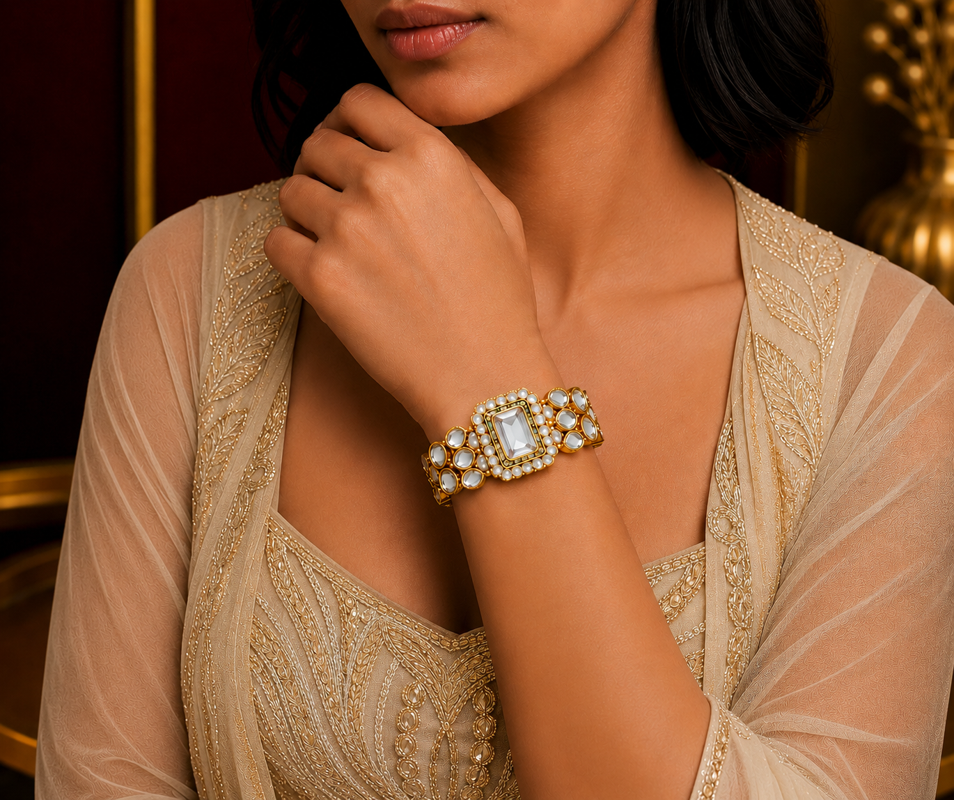 Kundan and Polki bracelet