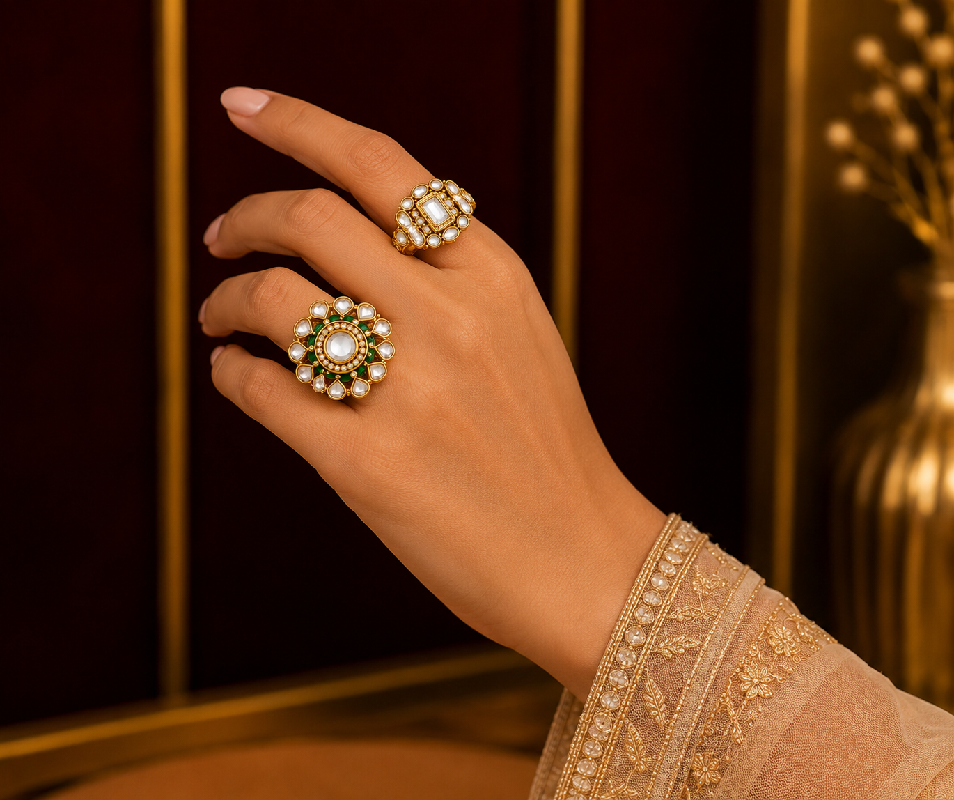 Kundan and Polki ring
